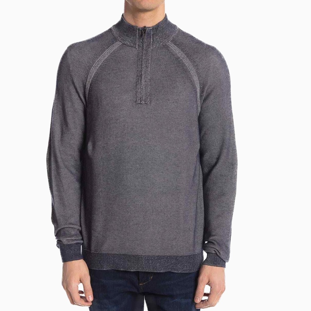 Tailor Vintage Birdseye Knit 1/4 Zip Up Pullover Sweater